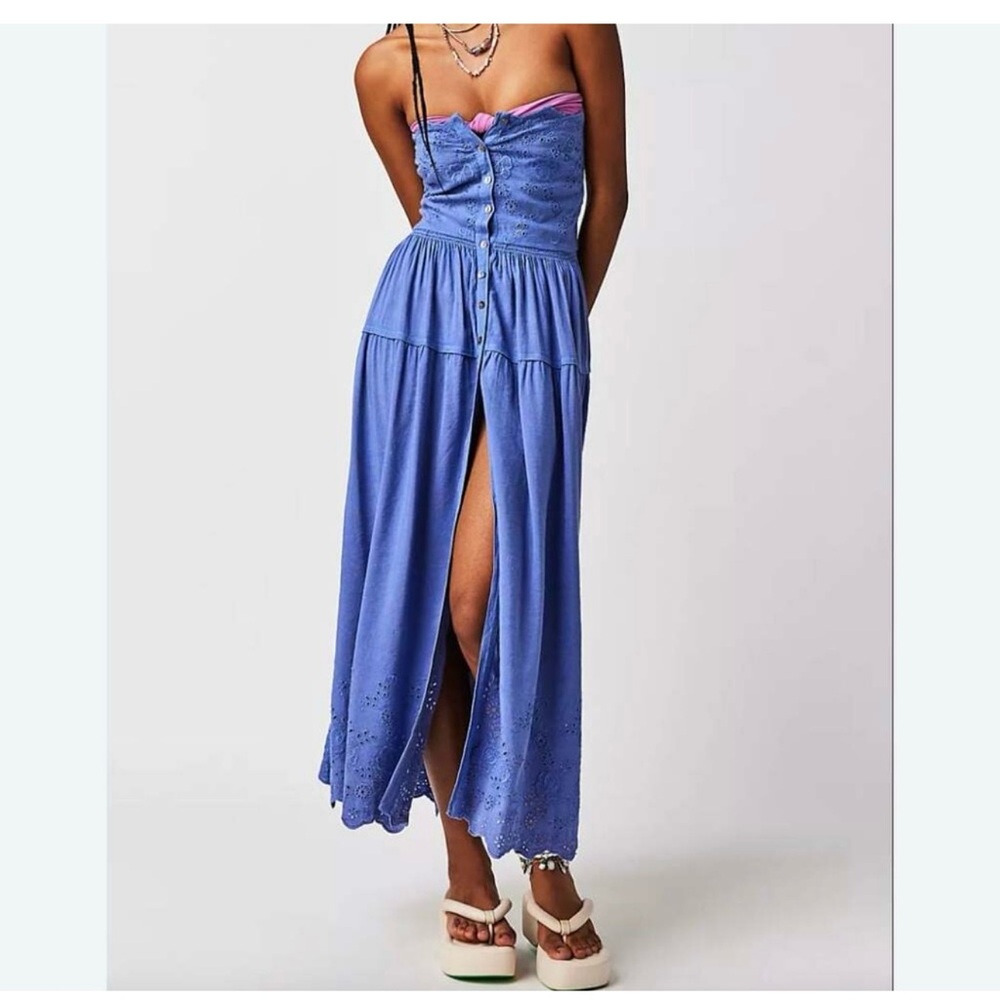 Free People Evelyn Eyelet Midi Dress – Periwinkle Blue-Small
